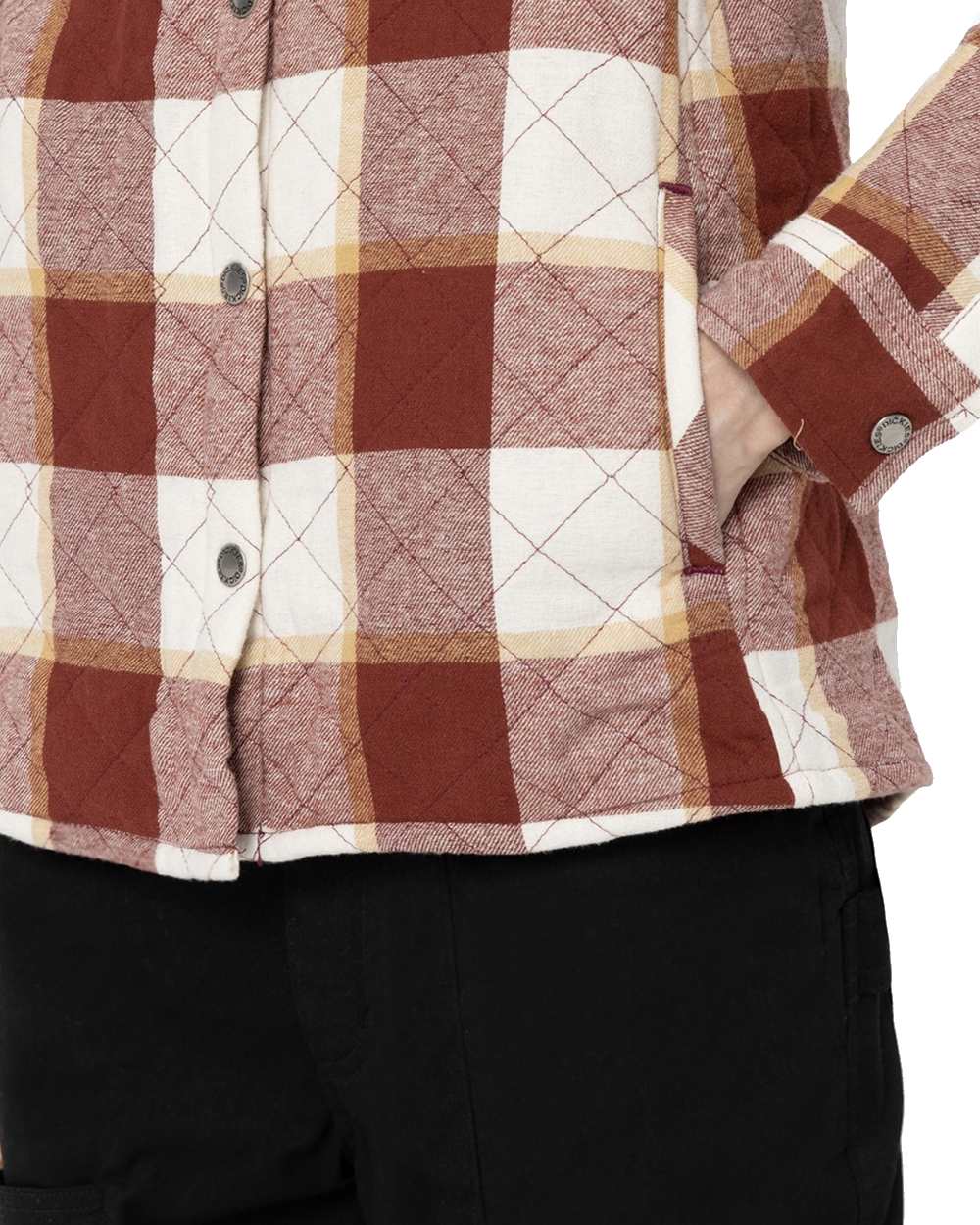 Fired Brick Coloured Dickies Womens Flannel Shirt Jacket on White Background
