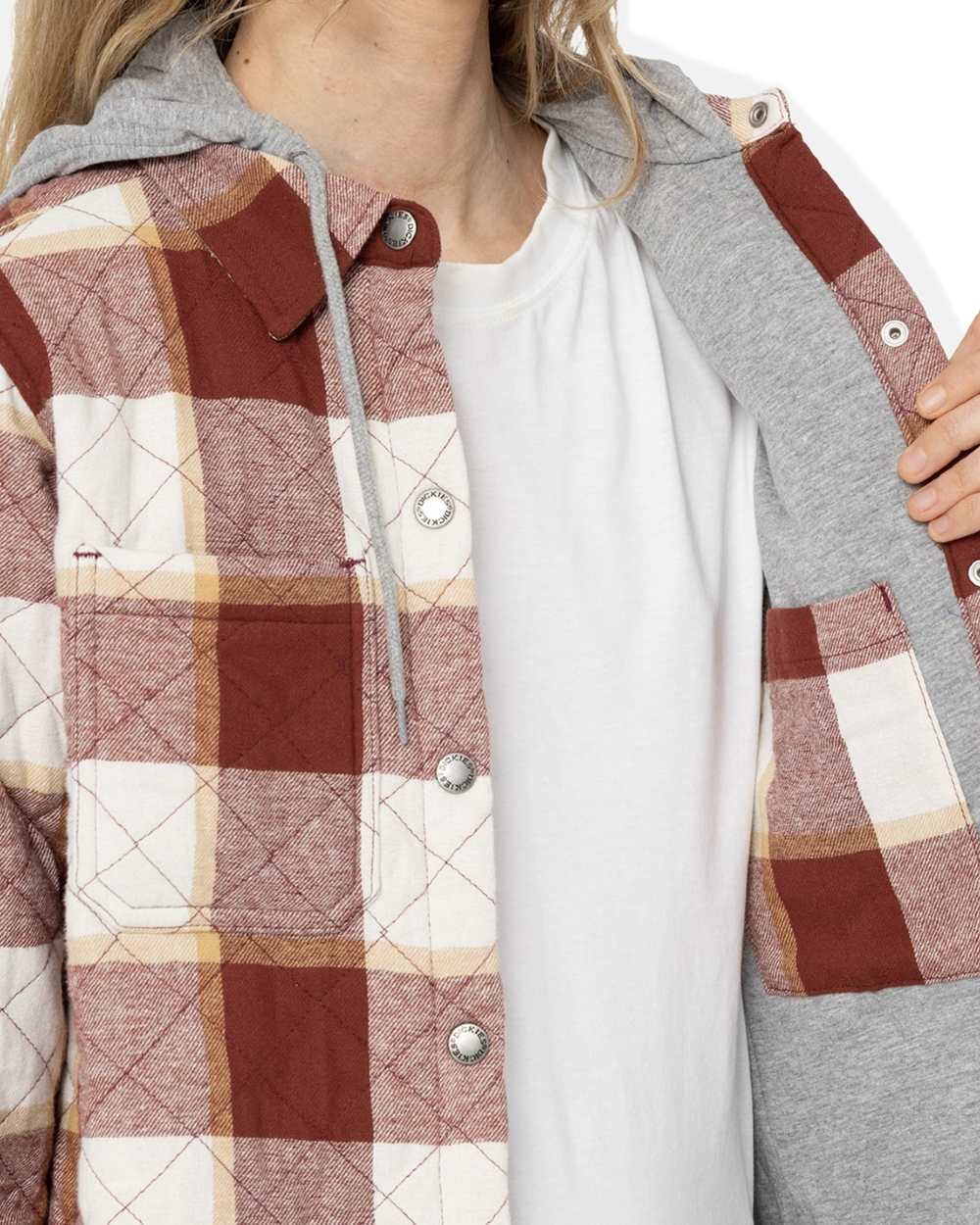 Fired Brick Coloured Dickies Womens Flannel Shirt Jacket on White Background
