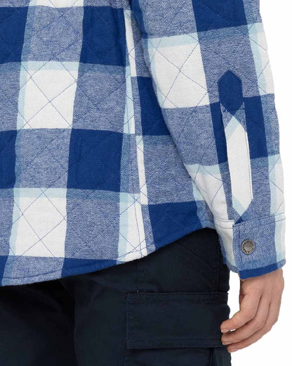 Surf Blue Coloured Dickies Womens Flannel Shirt Jacket on White Background
