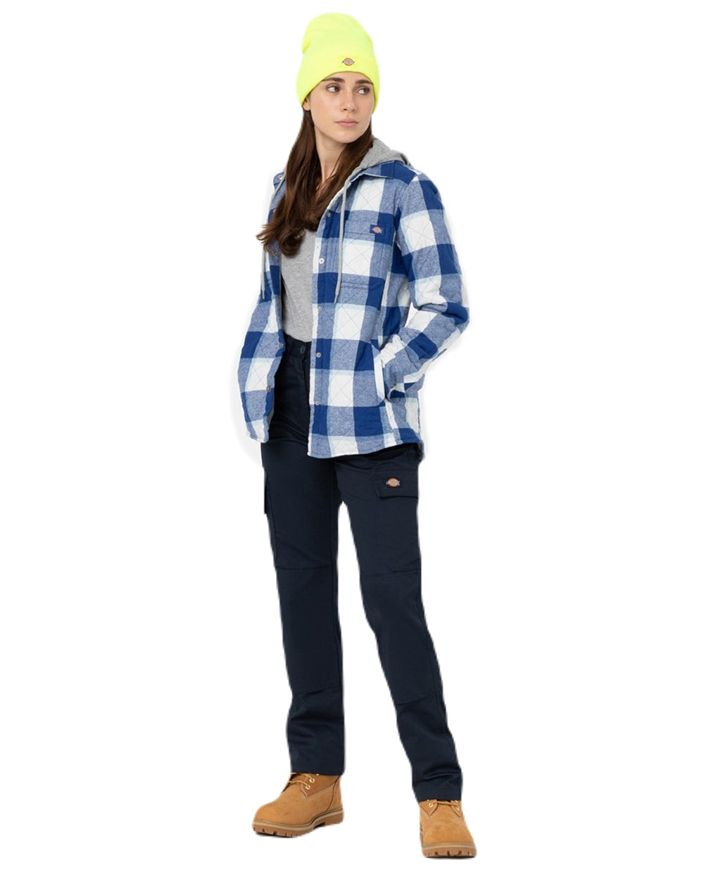 Surf Blue Coloured Dickies Womens Flannel Shirt Jacket on White Background
