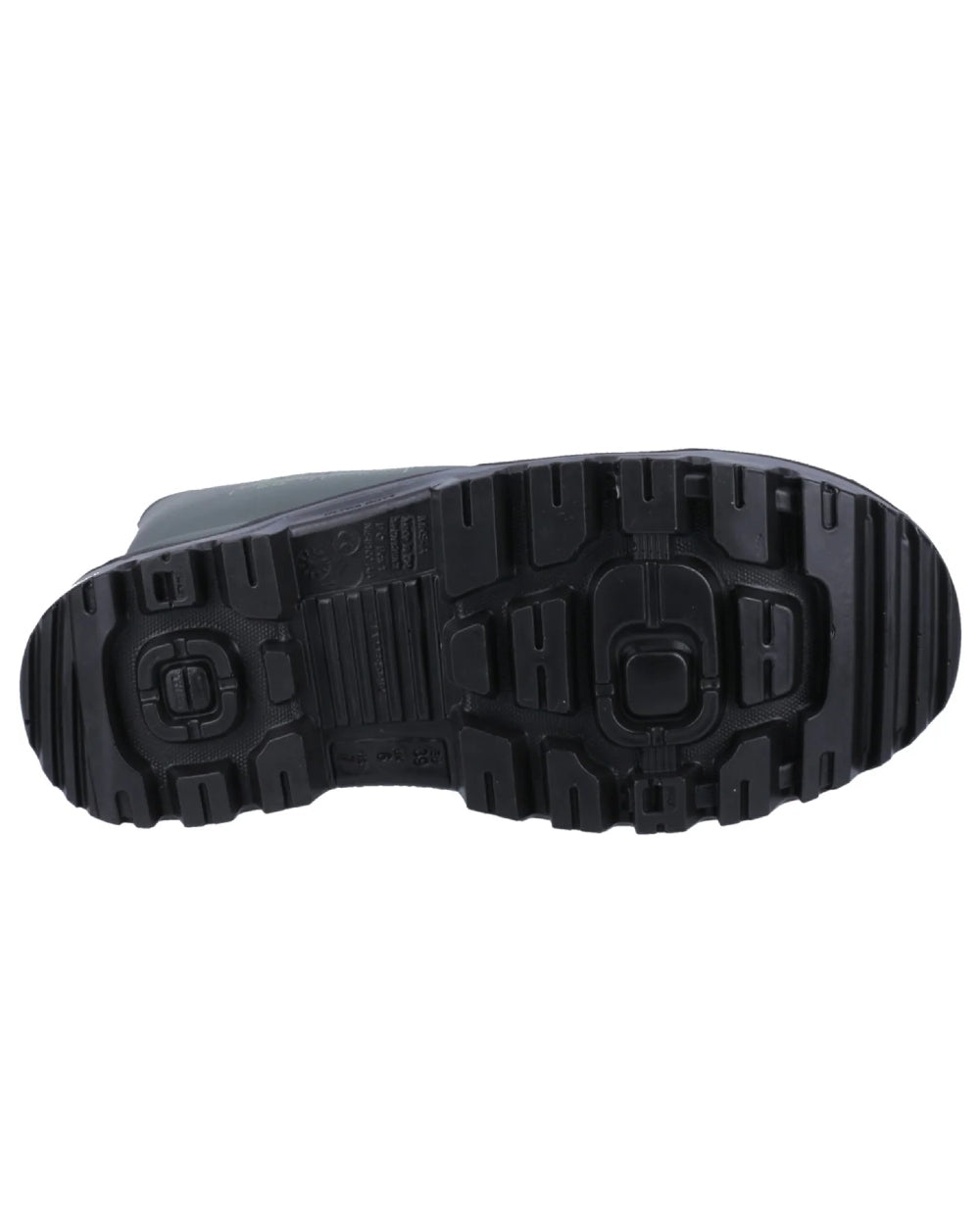 Heritage Green/Black coloured Dunlop FieldPro Thermo Plus Safety Wellingtons on white background 