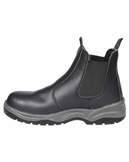 Black Coloured Fort Nelson Safety Dealer Boots On A White Background 