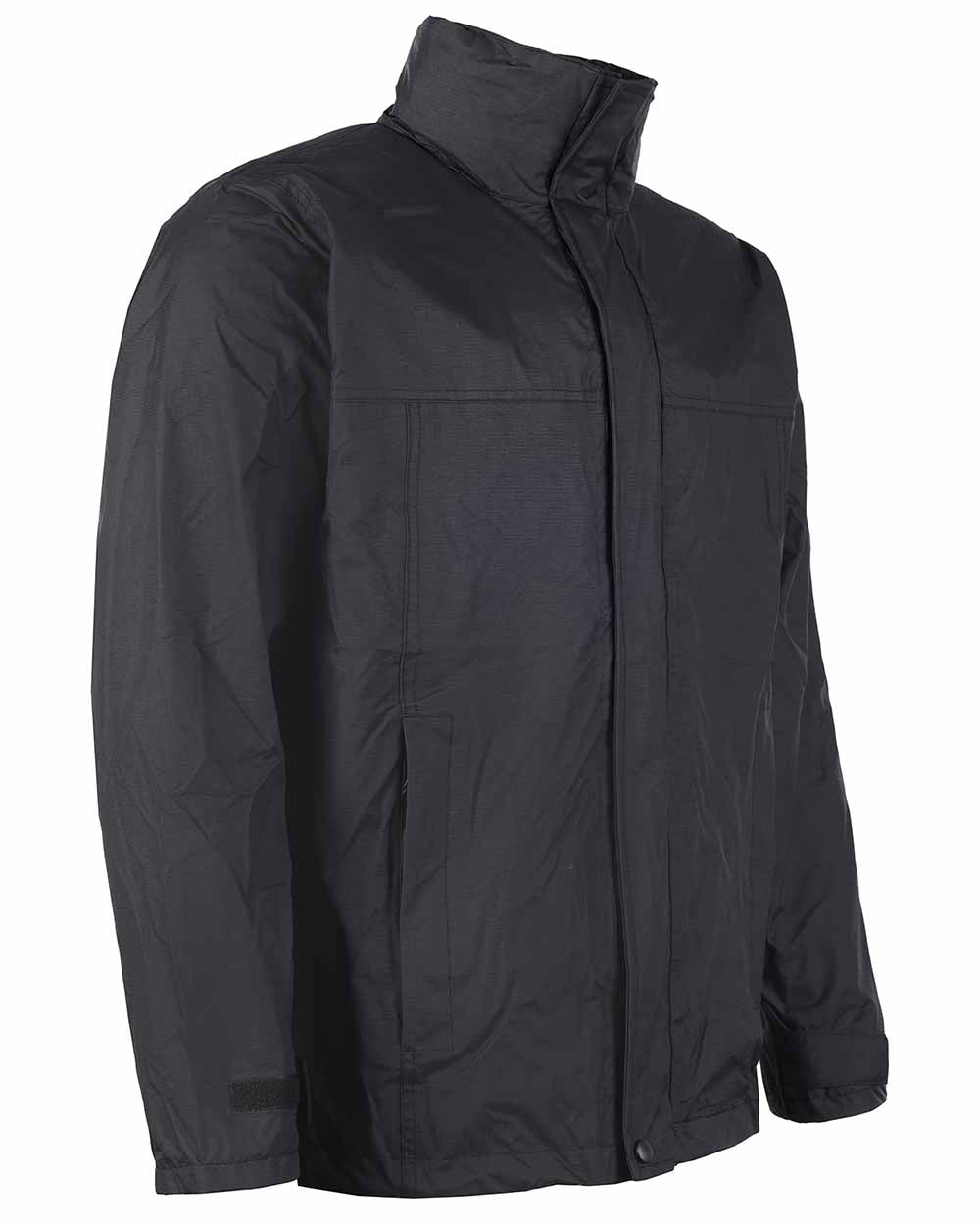 Black Coloured Fort Rutland Waterproof Jacket On A White Background