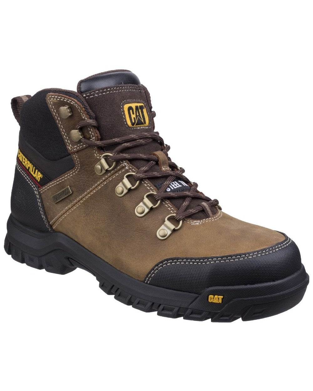 Seal Brown Coloured Caterpillar Framework Safety Boot ST S3 HRO SRA On A White Background