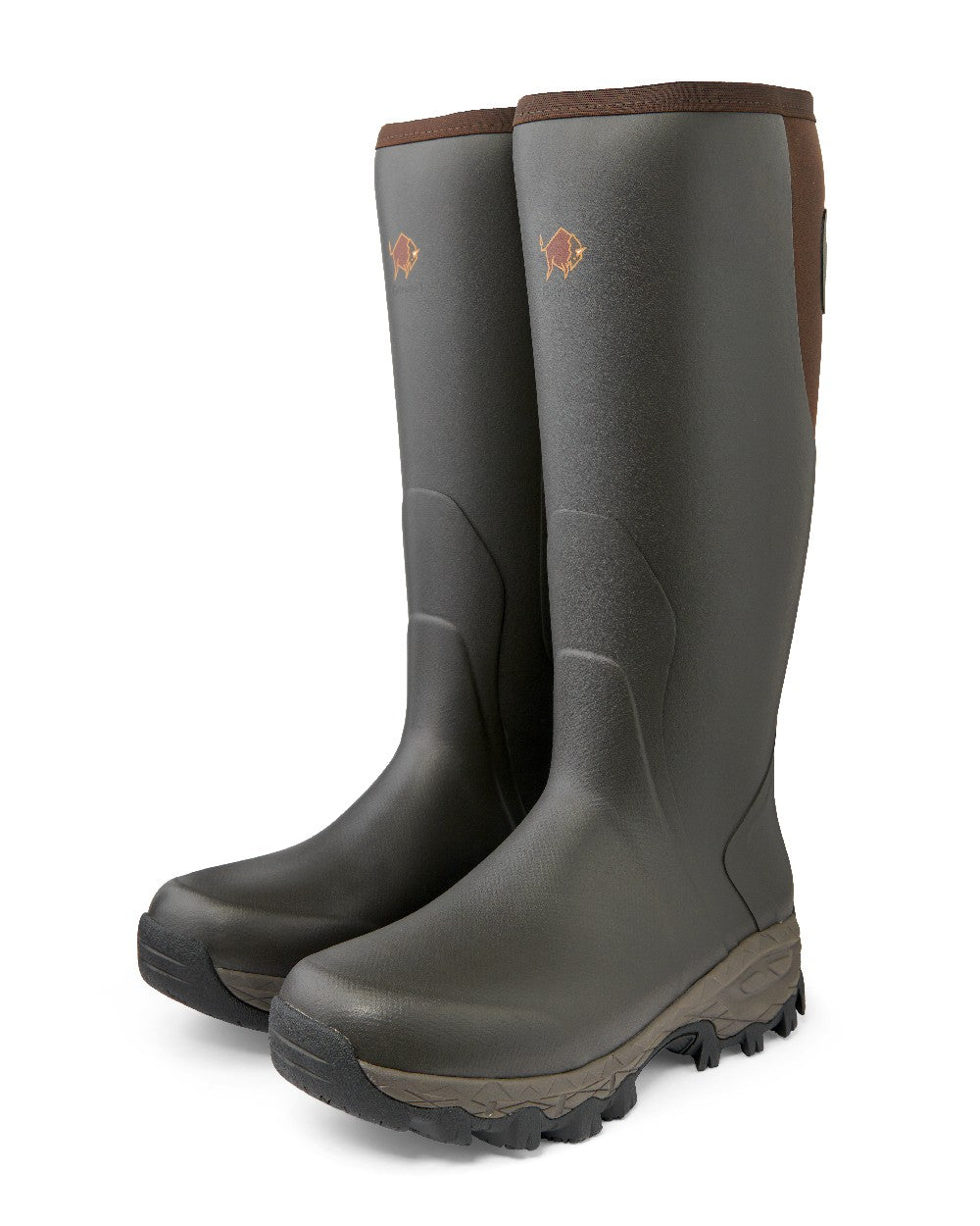 Dark Brown coloured Gateway1 Moor Country 18inch 3mm Size Zip Wellingtons on White background