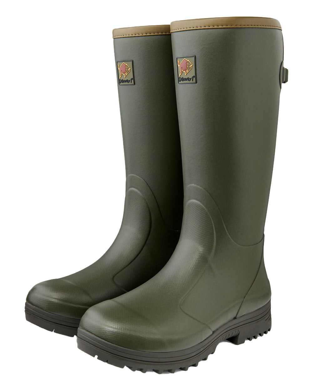 Dark Olive coloured Pheasant Game 18&quot; 5mm Wellingtons on White background 