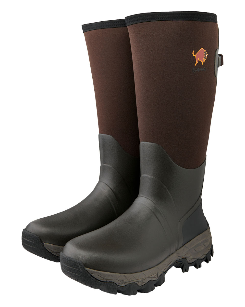 Dark Brown coloured Gateway1 Woodwalker 18" 4mm Wellingtons on White background 
