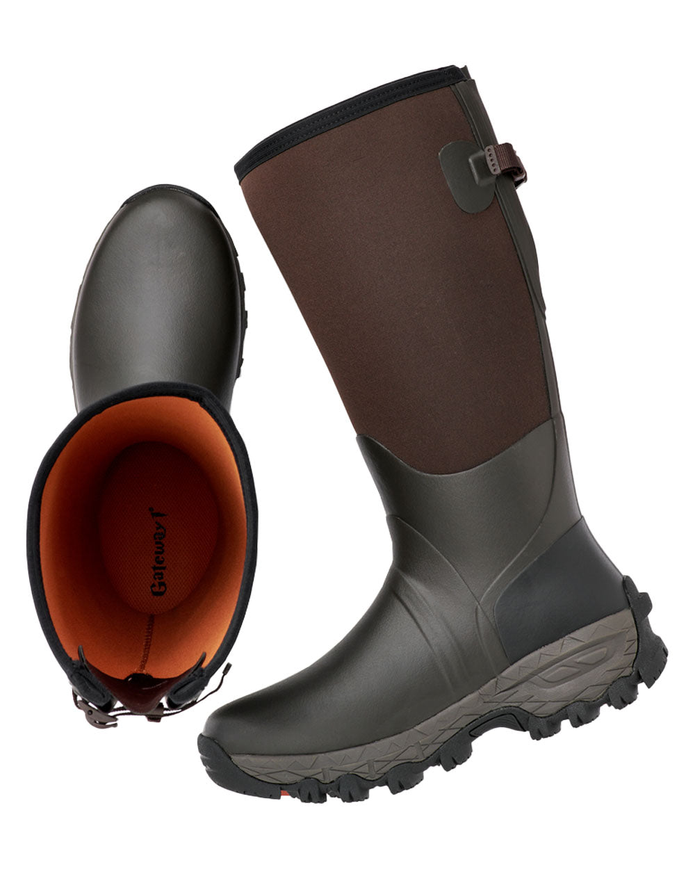 Dark Brown coloured Gateway1 Woodwalker 18" 4mm Wellingtons on White background 