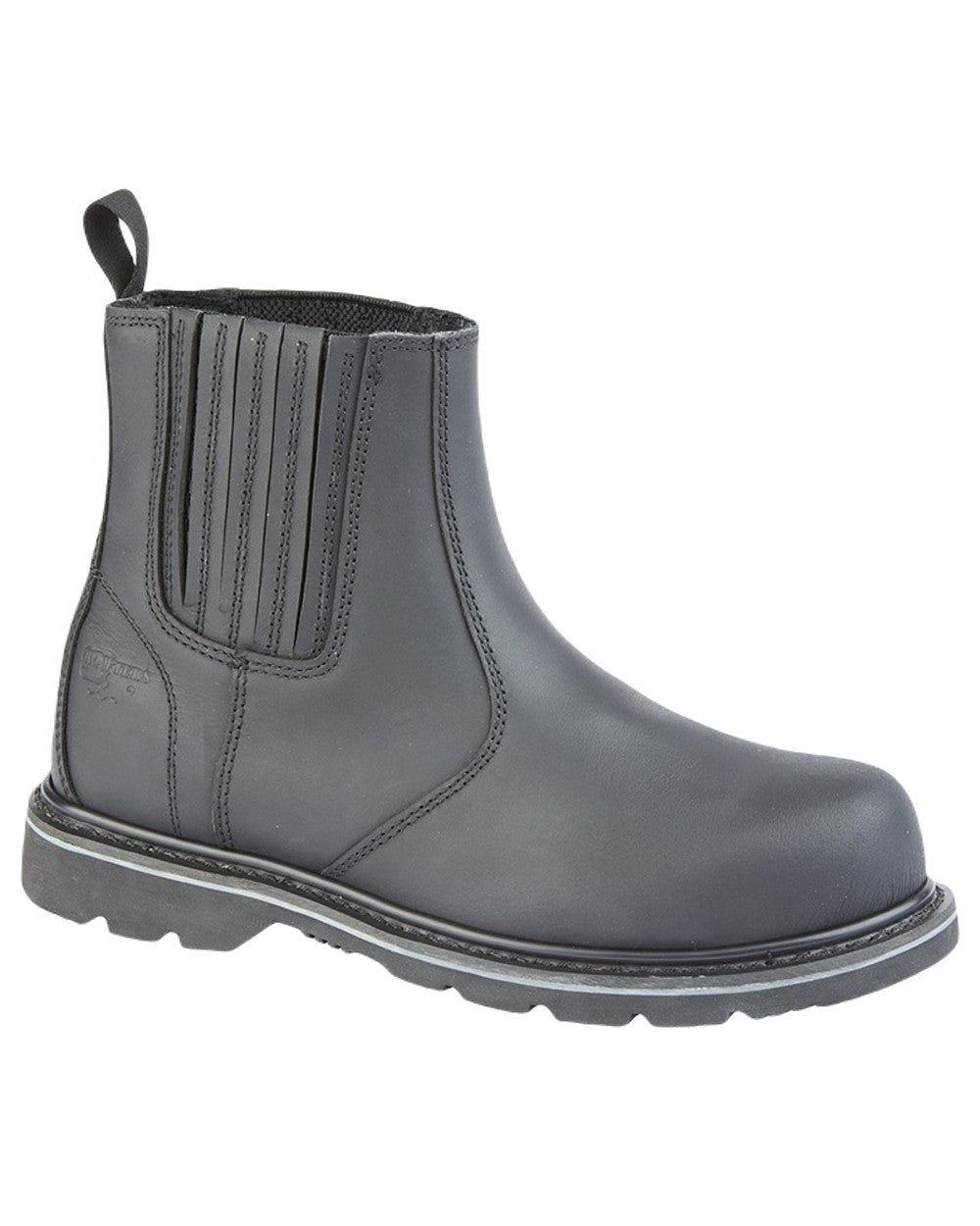 Black Coloured Grafters Twin Gusset Safety Dealer Boots on White Background
