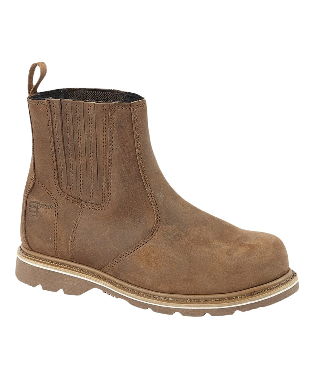 Dark Brown Coloured Grafters Twin Gusset Safety Dealer Boots on White Background
