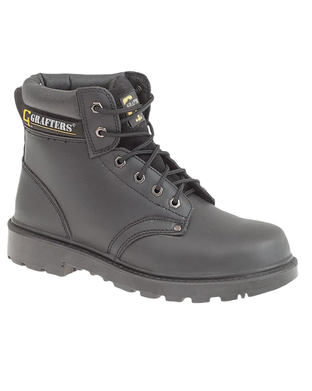 Black Coloured Grafters Apprentice 6 Eye Safety Boots on White Background