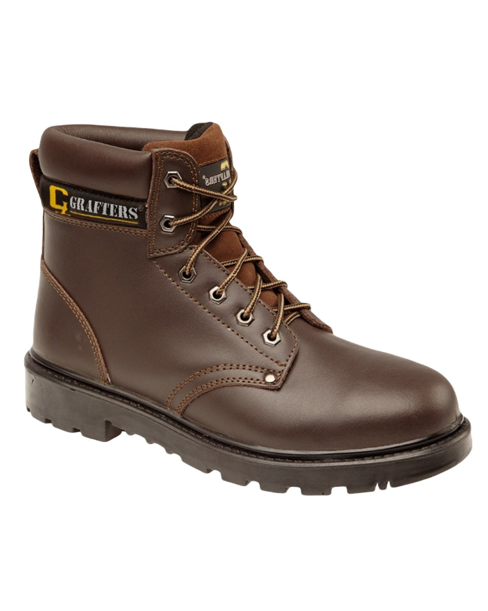 Brown Coloured Grafters Apprentice 6 Eye Safety Boots on White Background
