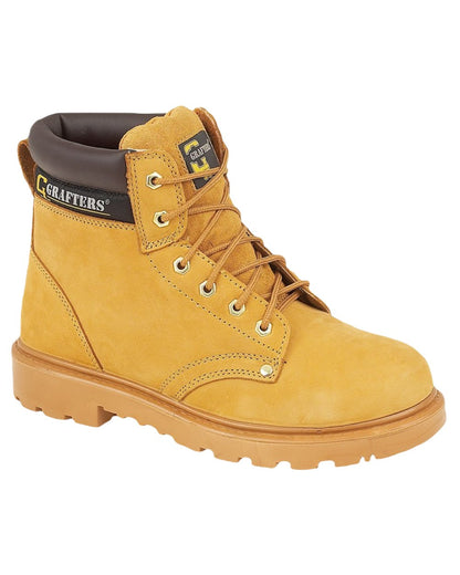 Honey Coloured Grafters Apprentice 6 Eye Safety Boots on White Background
