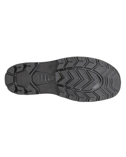 Black Coloured Grafters Full Safety Waterproof Rigger Wellington Boots on White Background
