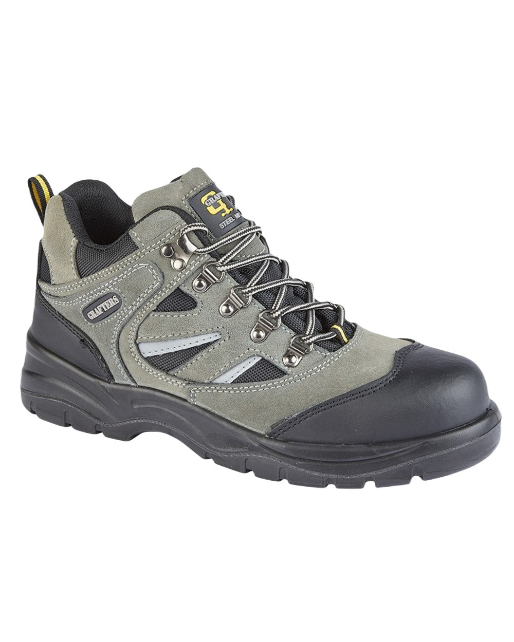 Dark Grey Black Coloured Grafters Industrial Safety Hiking Boots on White Background
