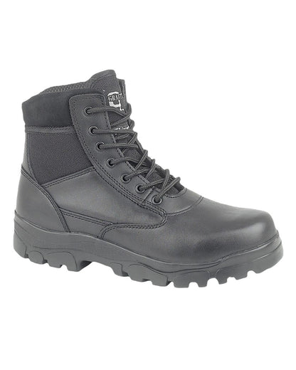 Black Coloured Grafters Sherman 7 Eye Combat Boots on White Background
