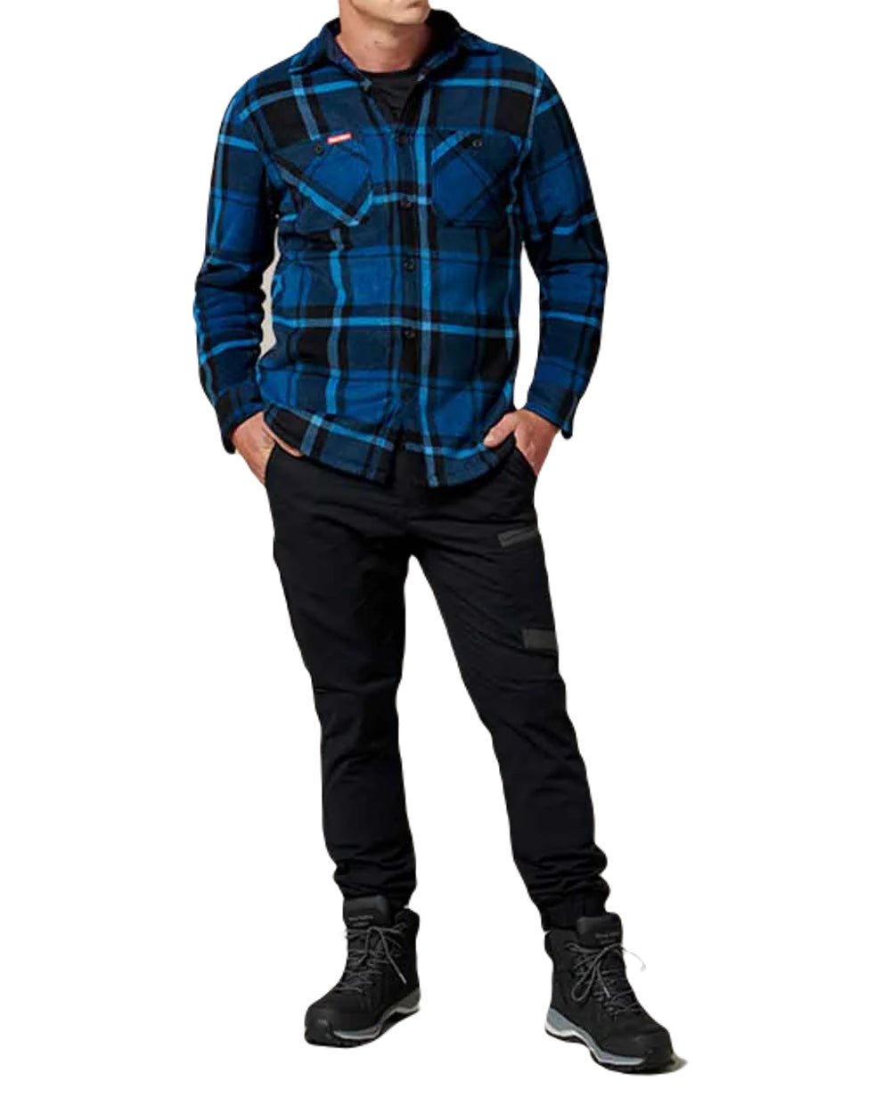 Blue Coloured Hard Yakka Mens Sherpa Jacket on White Background
