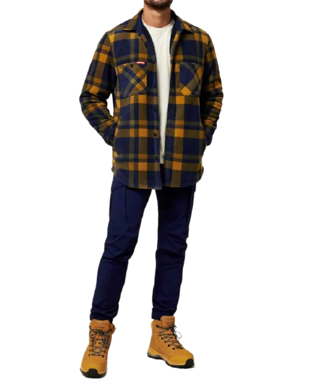 Oak Coloured Hard Yakka Mens Sherpa Jacket on White Background
