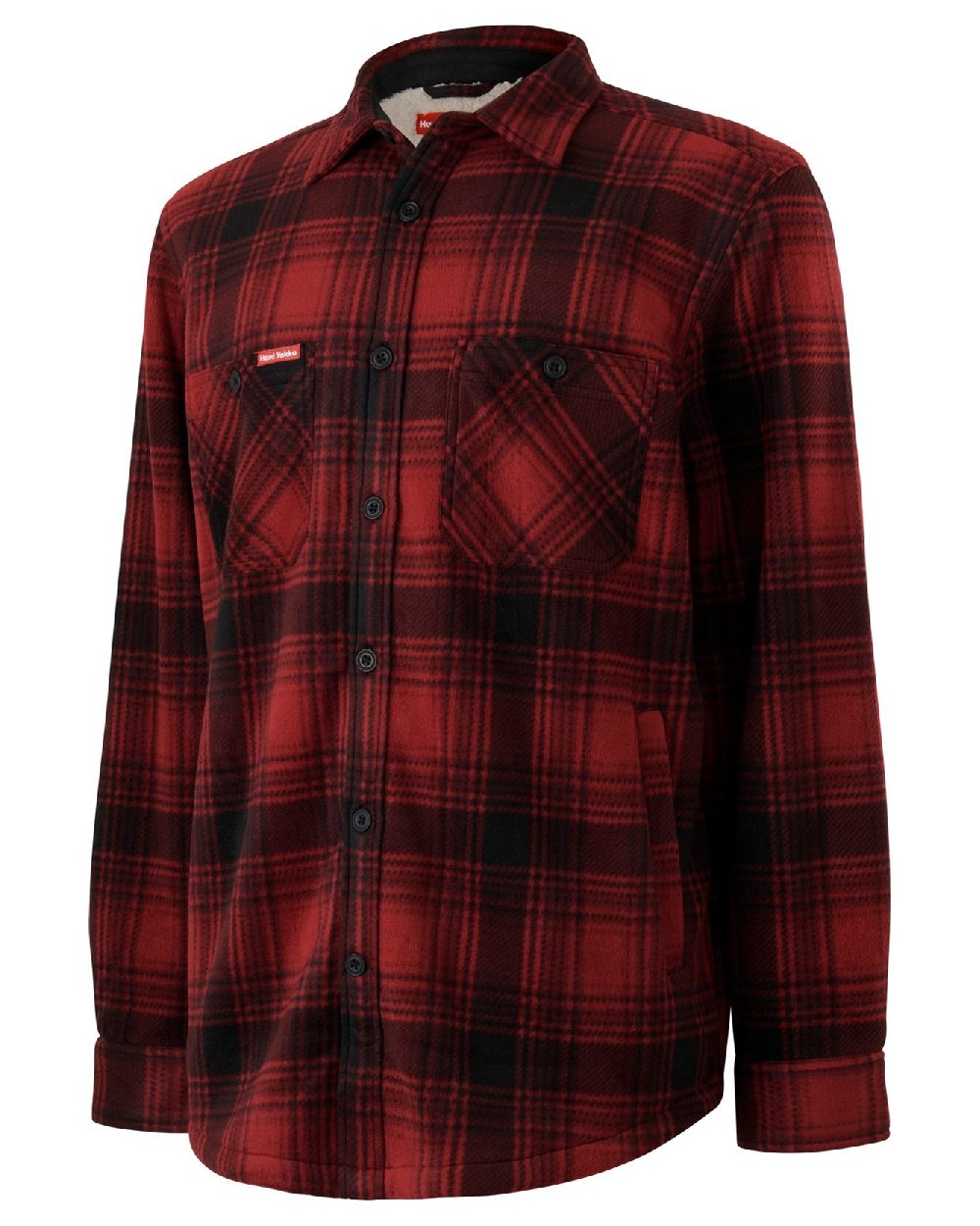 Red Coloured Hard Yakka Mens Sherpa Jacket on White Background
