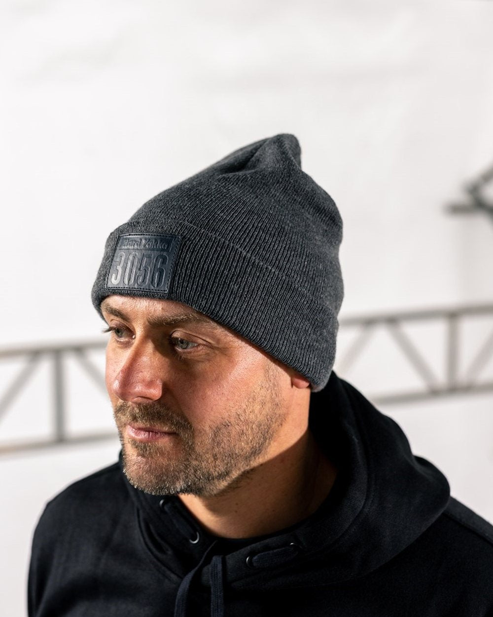 Grey Marle Coloured Hard Yakka 3056 Beanie on White Background
