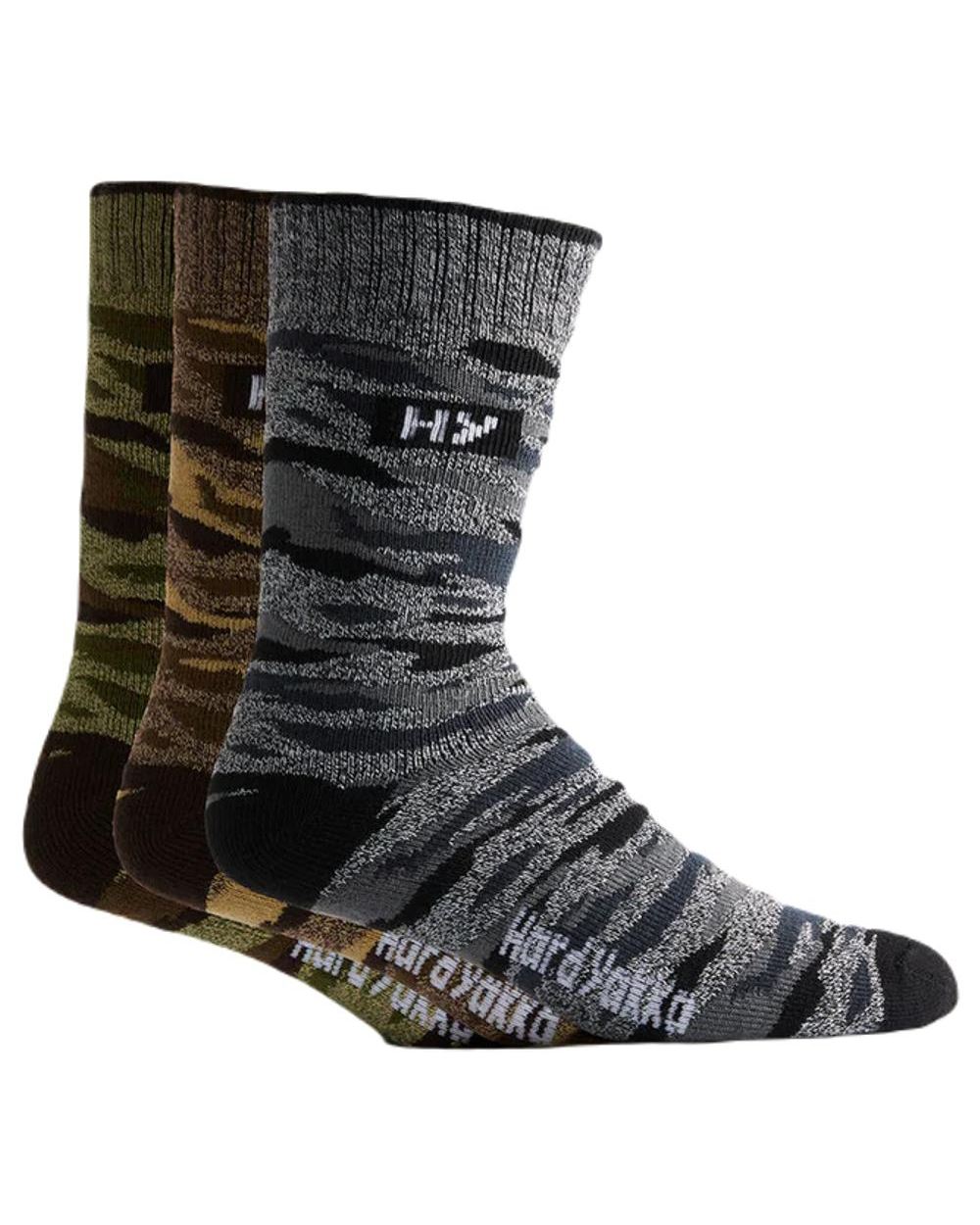 Multi Coloured Hard Yakka Crew Socks and Beanie Bundle on White Background
