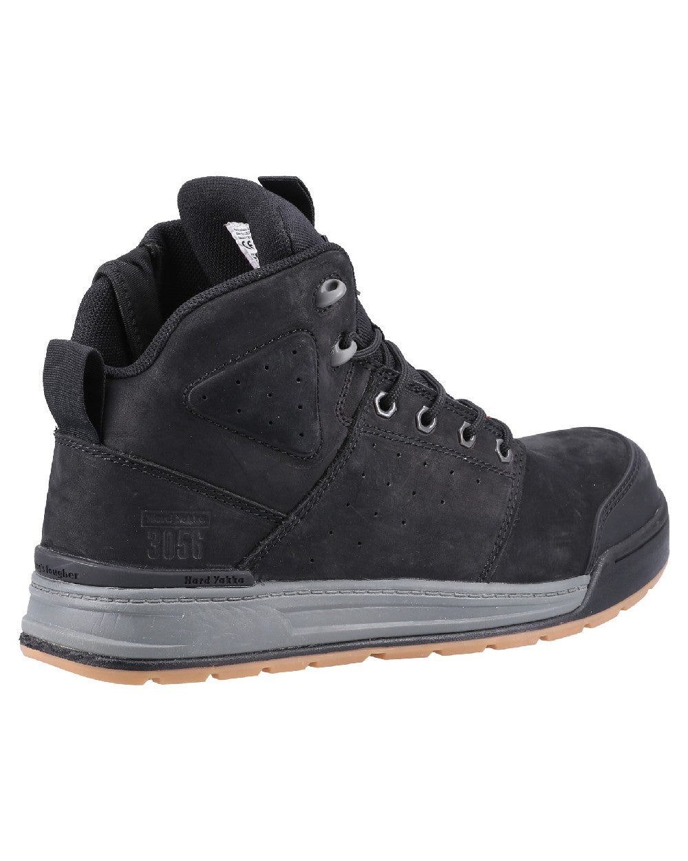 Black Coloured Hard Yakka  Mens 3056 Lace Zip Safety Boots on White Background
