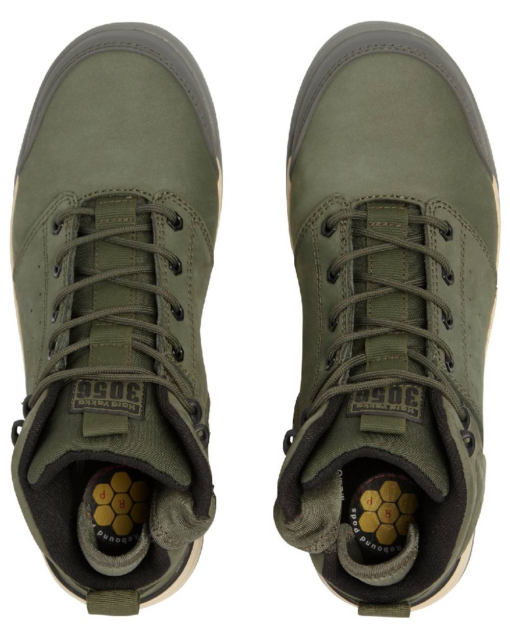 Olive Coloured Hard Yakka  Mens 3056 Lace Zip Safety Boots on White Background
