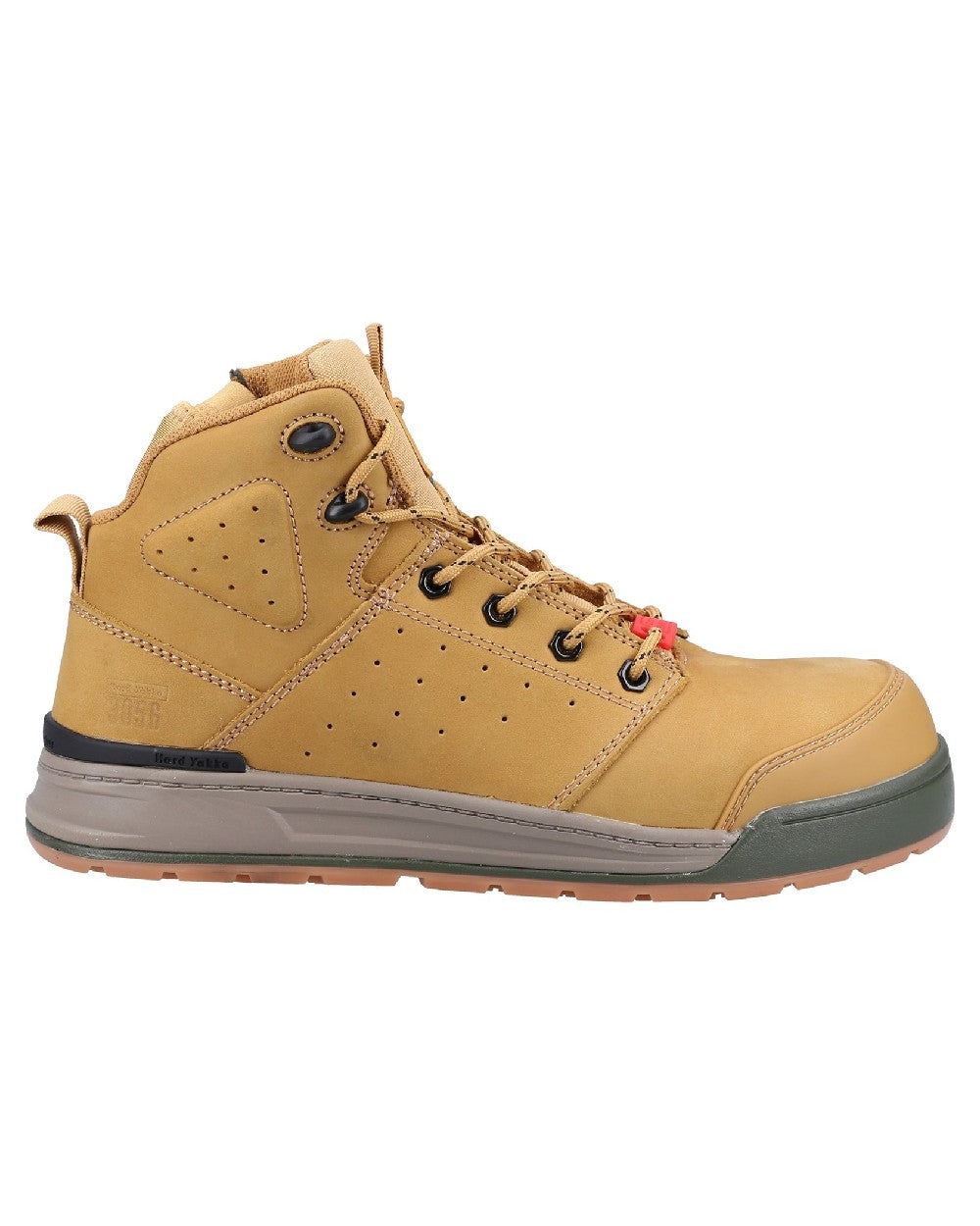 Wheat Coloured Hard Yakka  Mens 3056 Lace Zip Safety Boots on White Background
