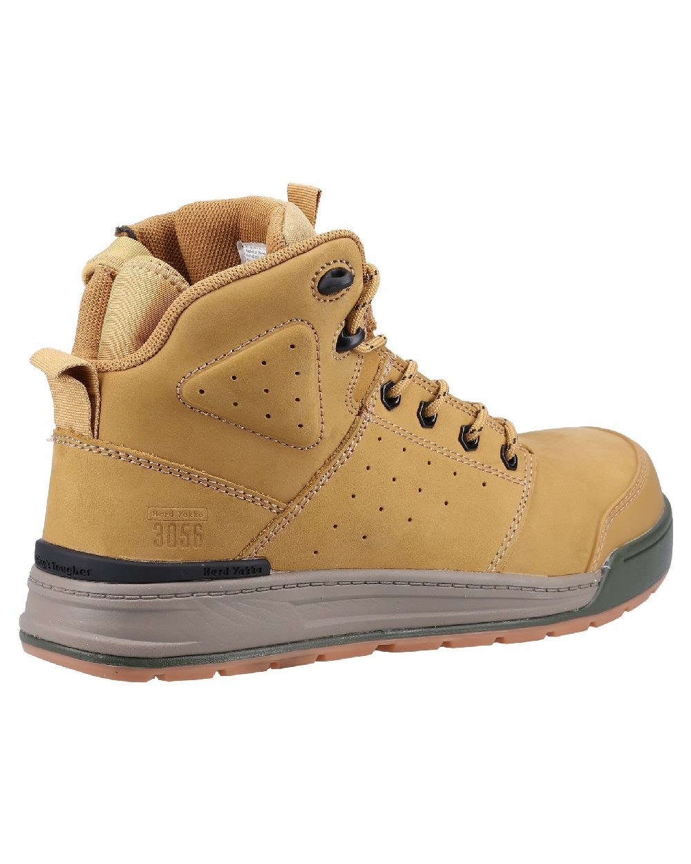 Wheat Coloured Hard Yakka  Mens 3056 Lace Zip Safety Boots on White Background
