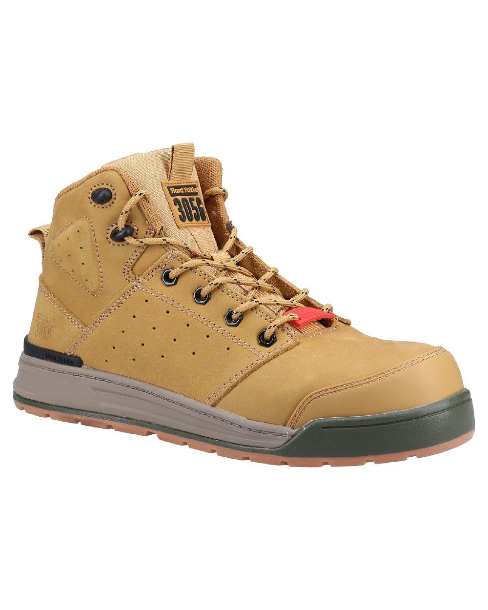 Wheat Coloured Hard Yakka  Mens 3056 Lace Zip Safety Boots on White Background
