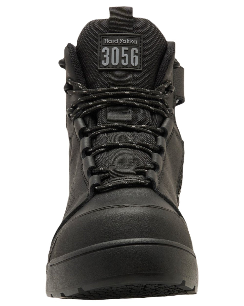 Black Coloured Hard Yakka Mens 3056 S7S 6 Safety Boots on White Background
