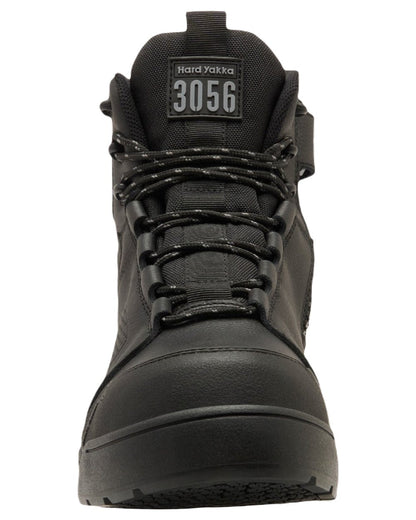 Black Coloured Hard Yakka Mens 3056 S7S 6 Safety Boots on White Background

