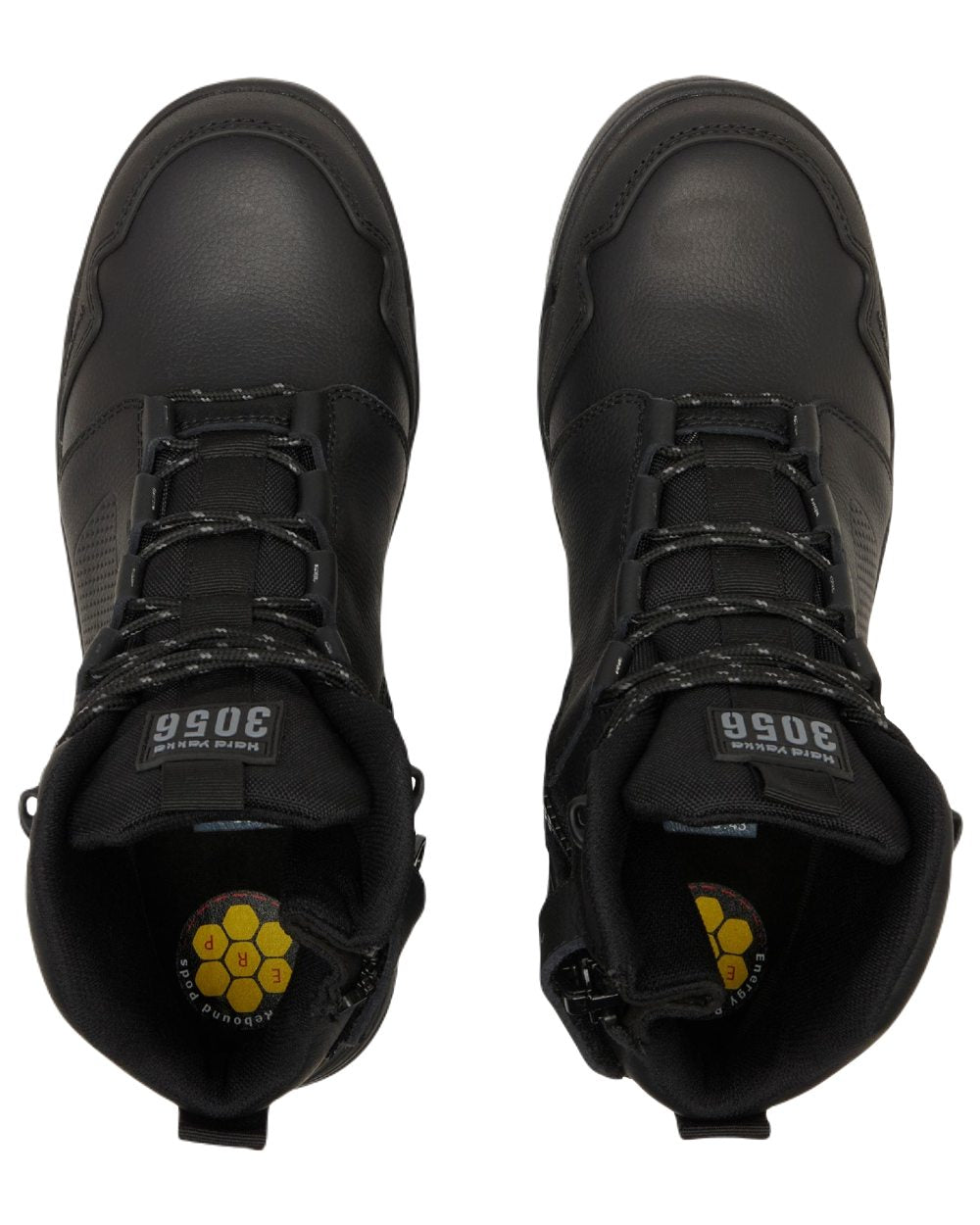 Black Coloured Hard Yakka Mens 3056 S7S 6 Safety Boots on White Background
