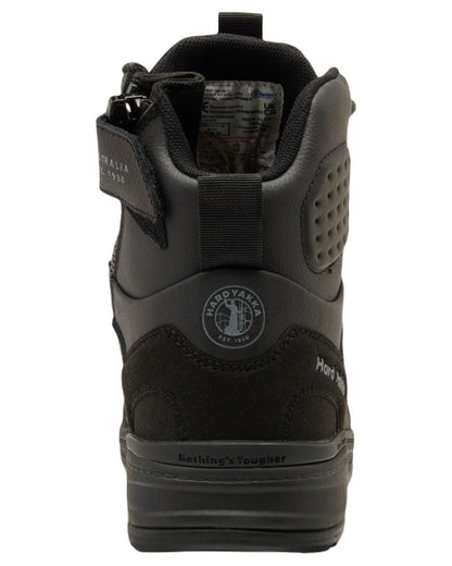 Black Coloured Hard Yakka Mens 3056 S7S 6 Safety Boots on White Background
