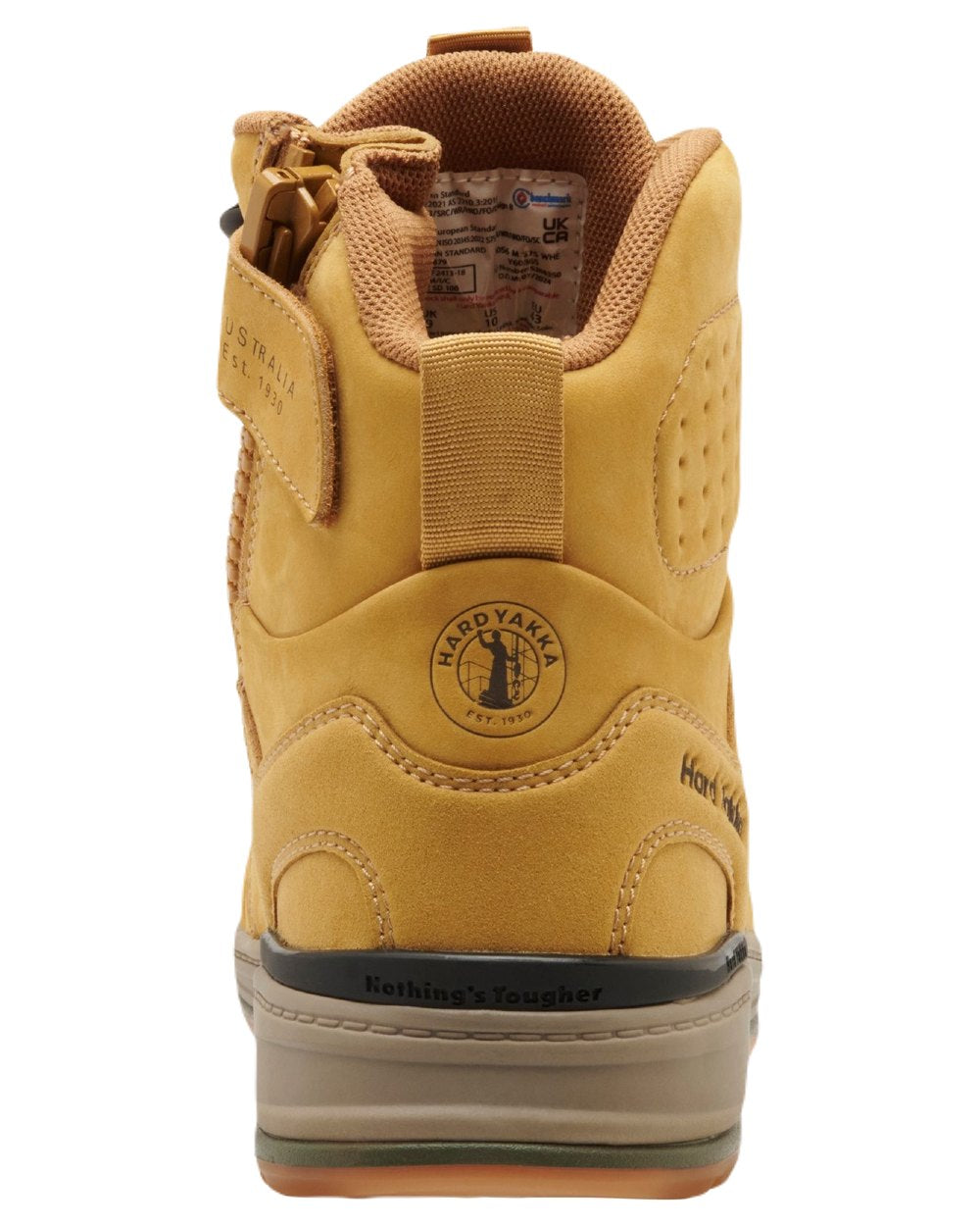 Wheat Coloured Hard Yakka Mens 3056 S7S 6 Safety Boots on White Background
