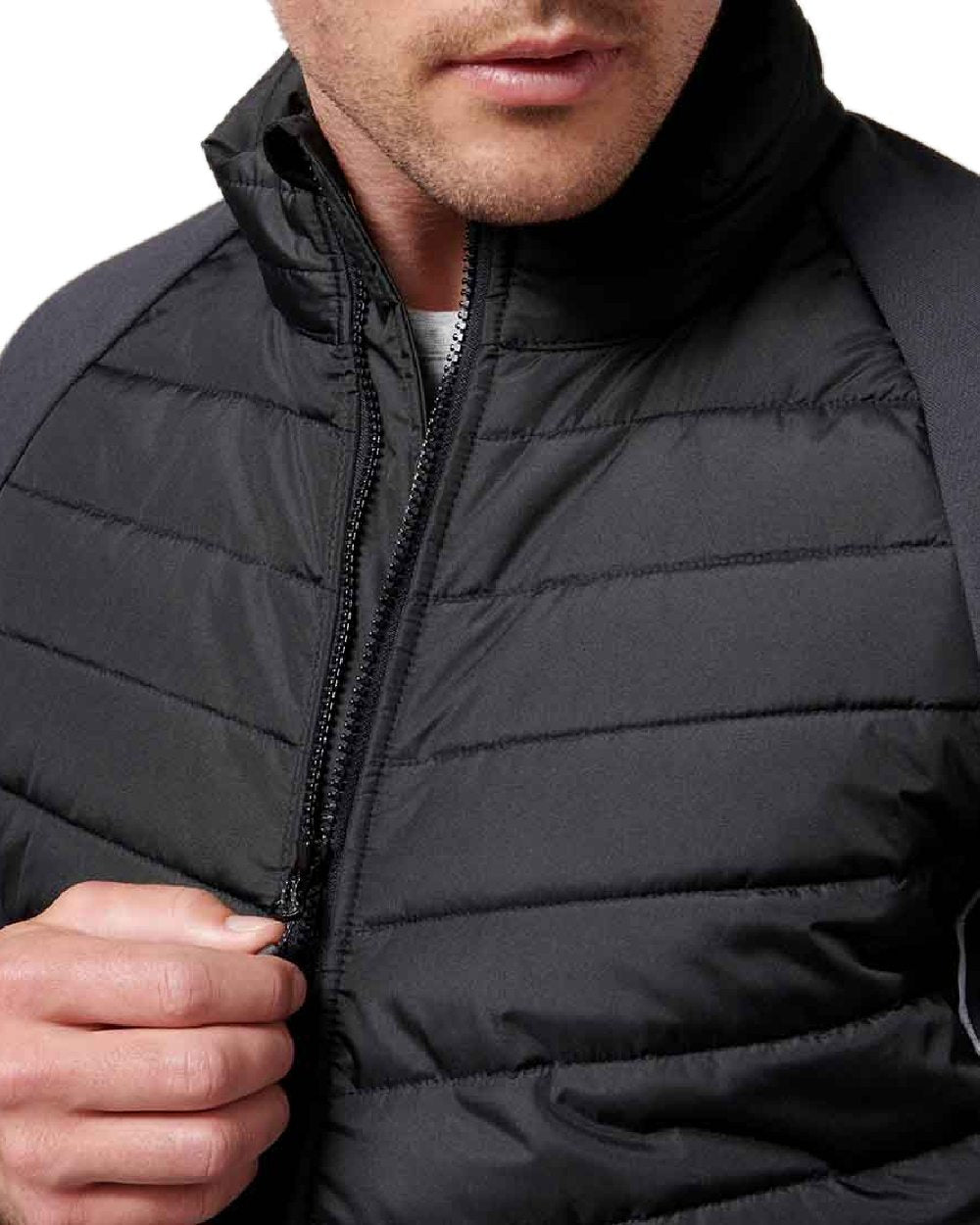 Black Coloured Hard Yakka Mens Apex Hybrid Jacket on White Background
