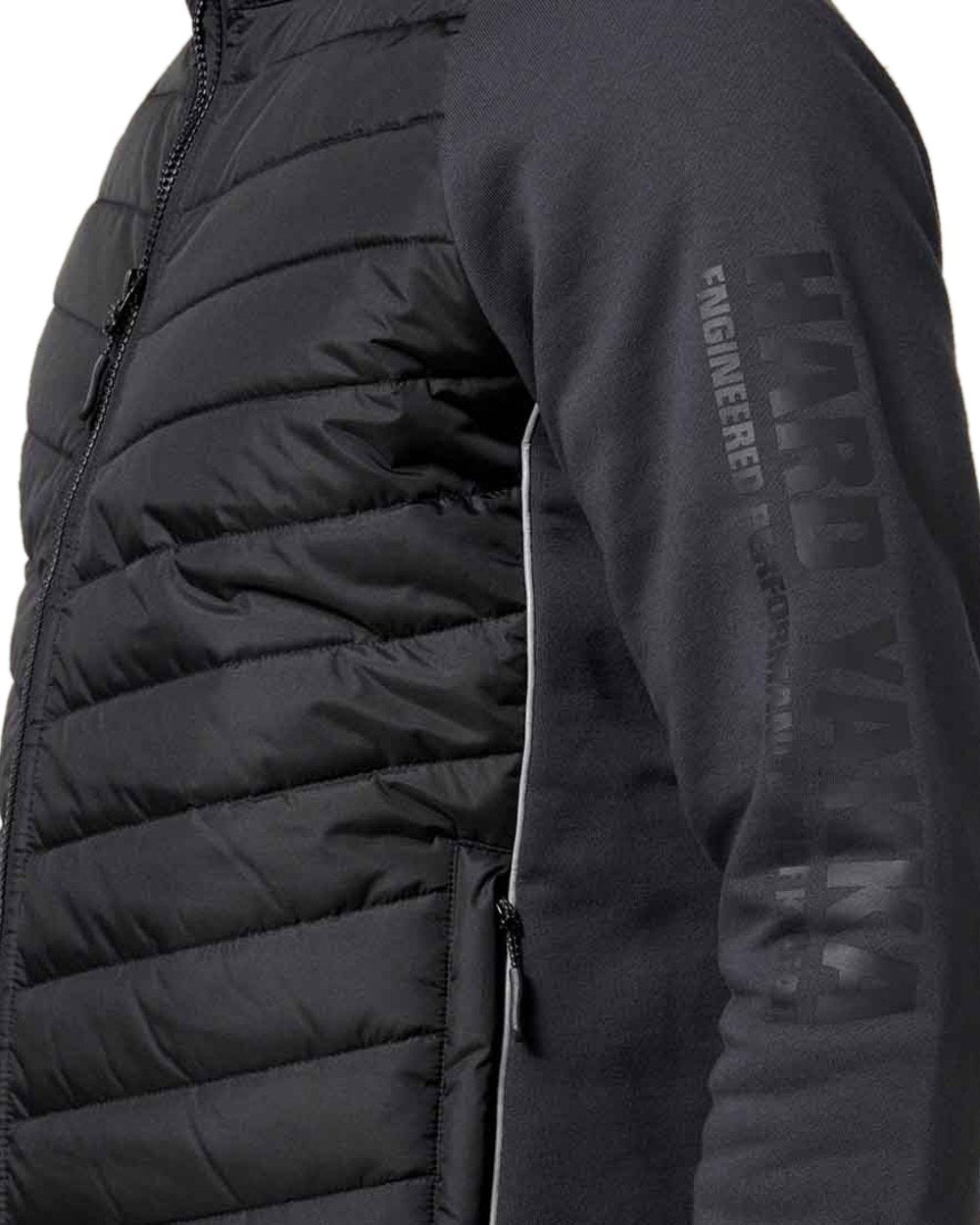 Black Coloured Hard Yakka Mens Apex Hybrid Jacket on White Background
