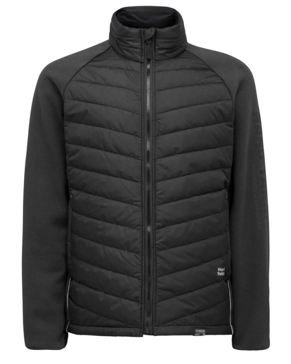Black Coloured Hard Yakka Mens Apex Hybrid Jacket on White Background
