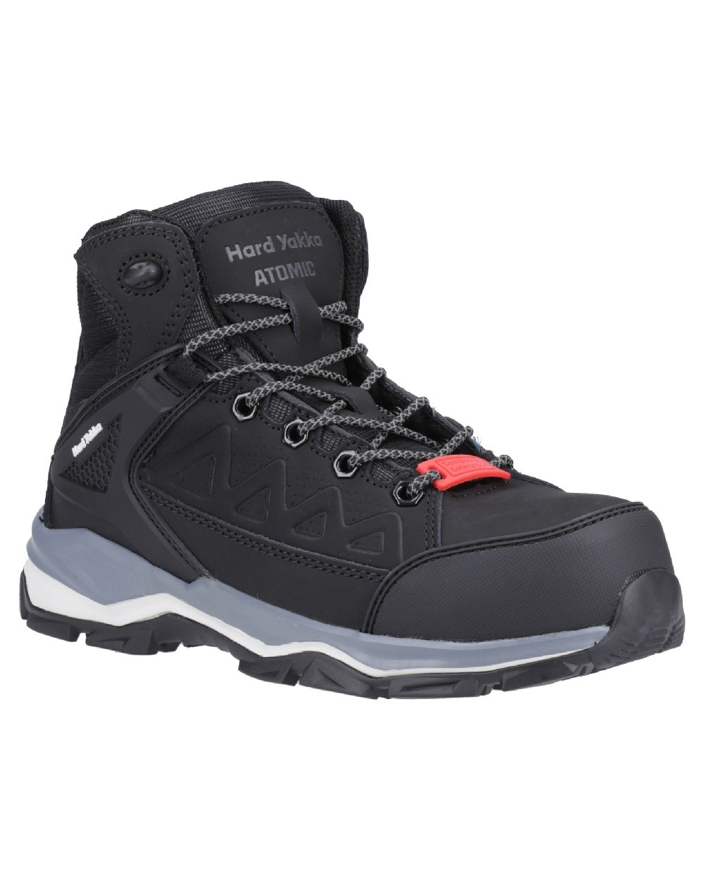 Black Coloured Hard Yakka Mens Atomic PR Hybrid Side Zip Safety Boots on White Background
