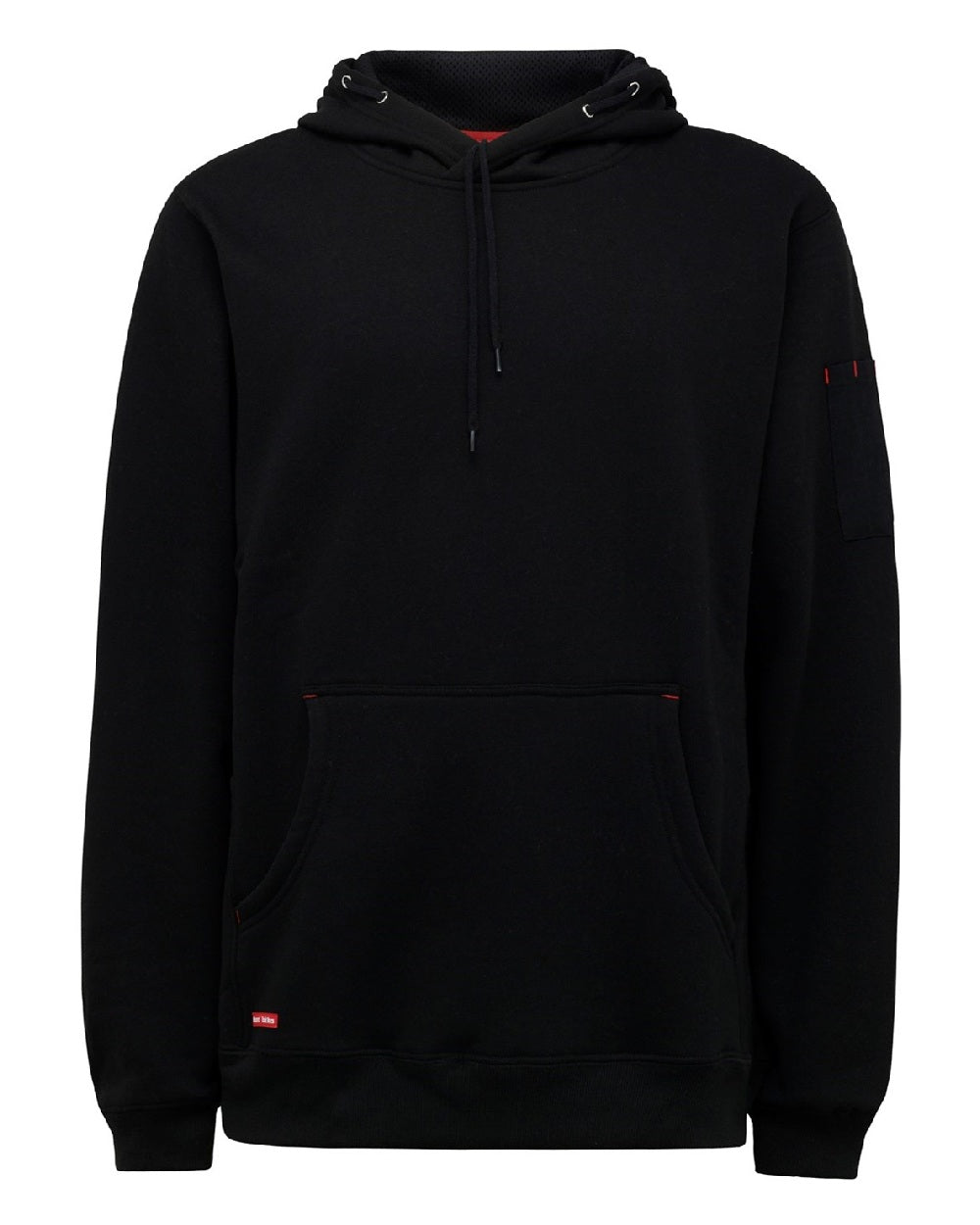 Black Coloured Hard Yakka Mens Brushed Fleece Hoodie on White Background

