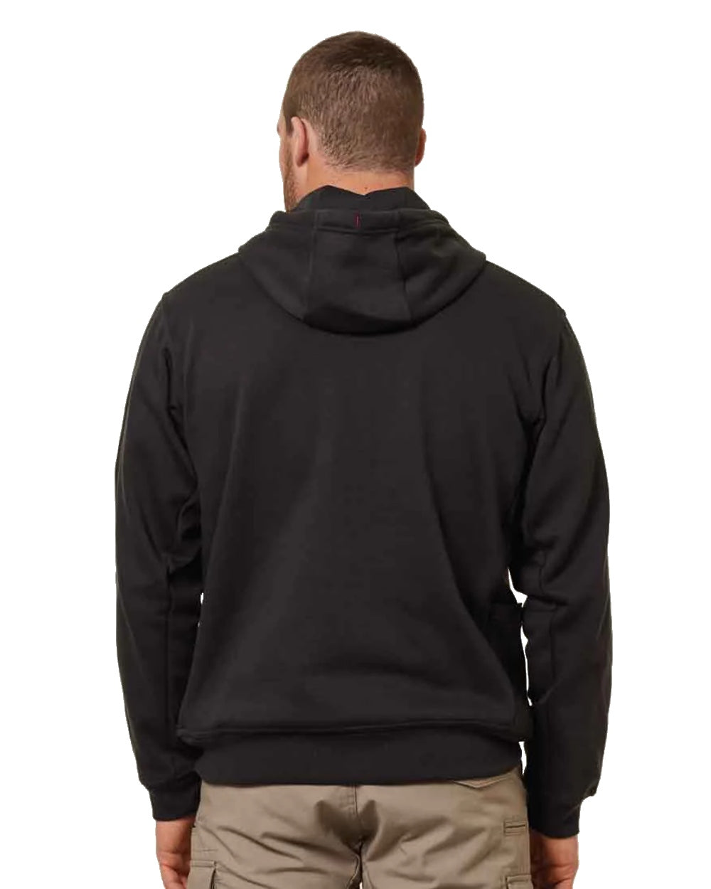 Grey Marle Coloured Hard Yakka Mens Brushed Fleece Hoodie on White Background
