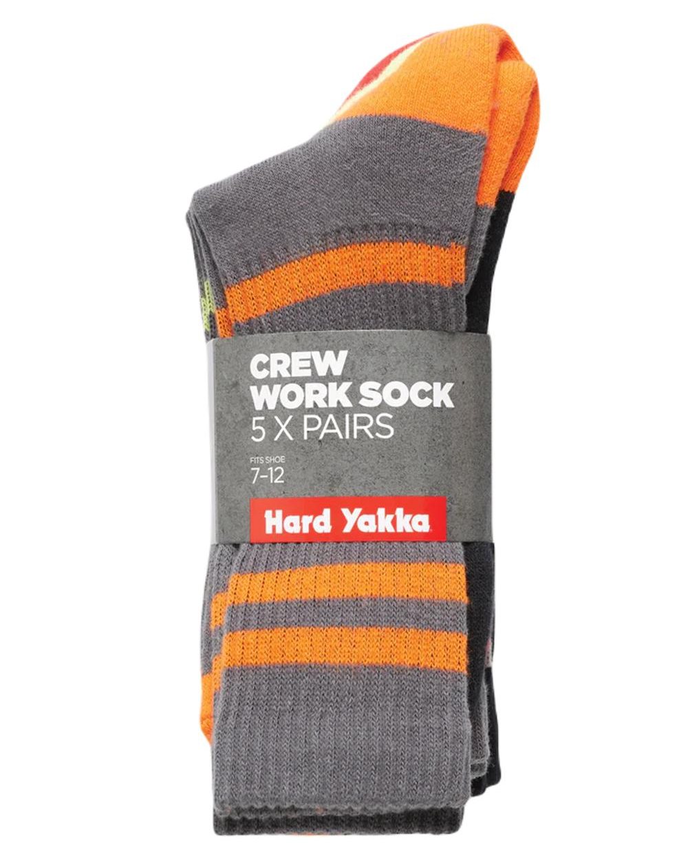 Multi Coloured Hard Yakka Mens Crew Pack Work Socks on White Background
