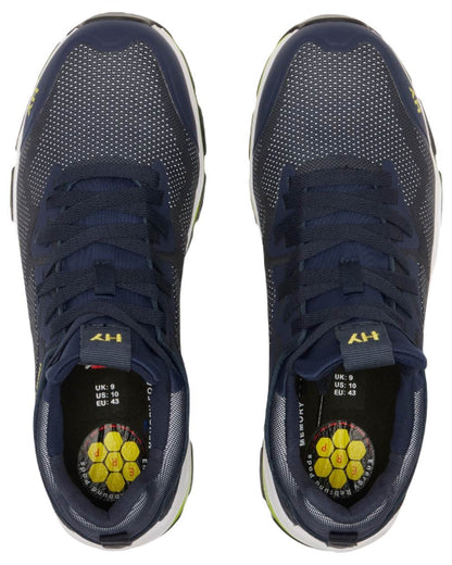 Navy Coloured Hard Yakka Mens Icon PR Sport Safety Trainers on White Background
