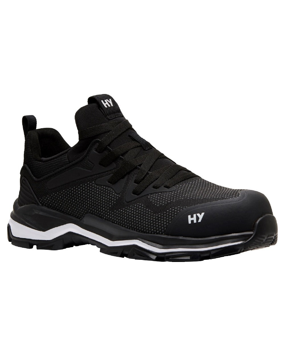 Black Coloured Hard Yakka Mens Icon PR Sport Safety Trainers on White Background
