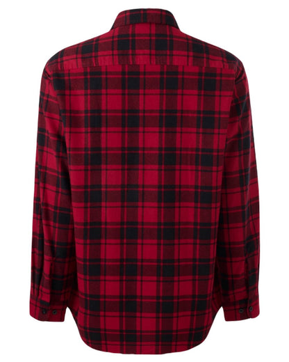 Red Coloured Hard Yakka Mens Lightweight Check Flannel Shirt on White Background
