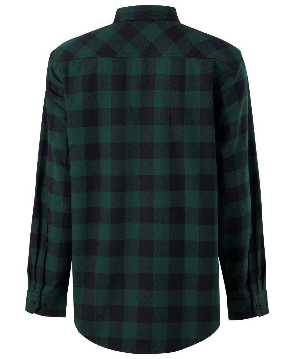 Green Coloured Hard Yakka Mens Long Sleeve Check Flannel Shirt on White Background
