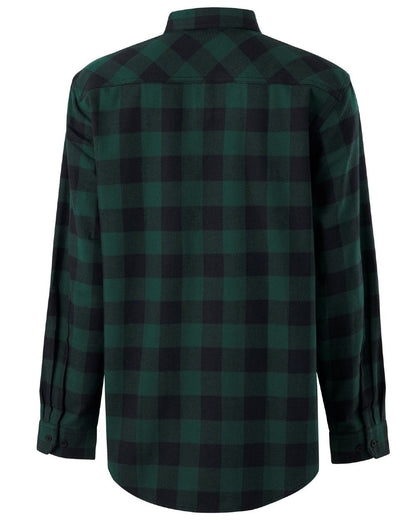 Green Coloured Hard Yakka Mens Long Sleeve Check Flannel Shirt on White Background
