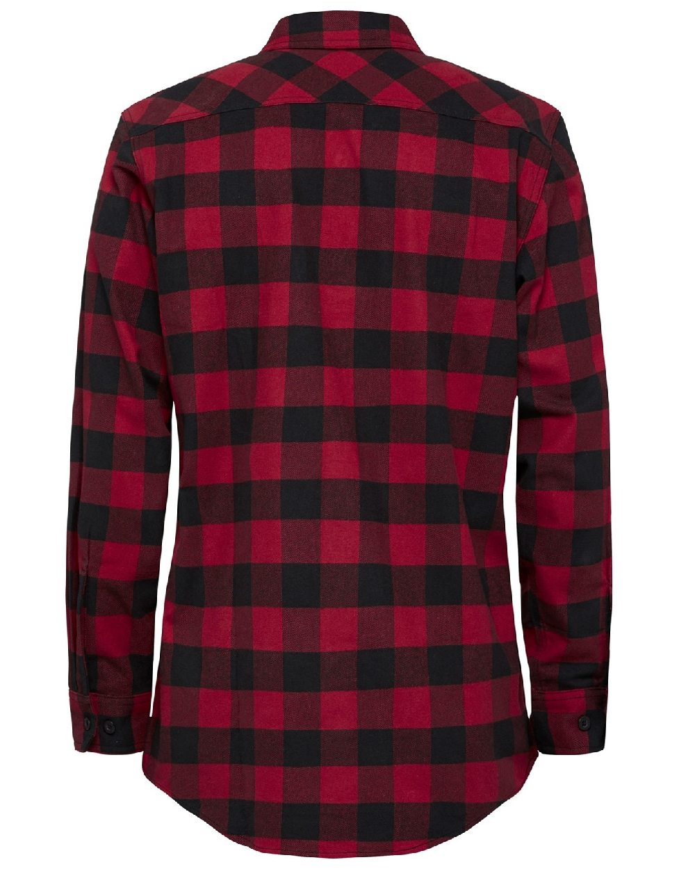 Red Coloured Hard Yakka Mens Long Sleeve Check Flannel Shirt on White Background
