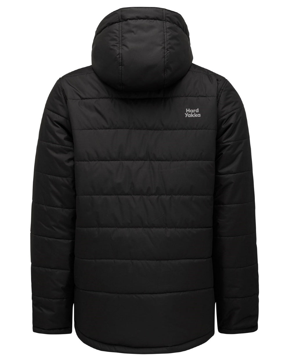 Black Coloured Hard Yakka Mens Puffa 2.0 Insulated Jacket on White Background
