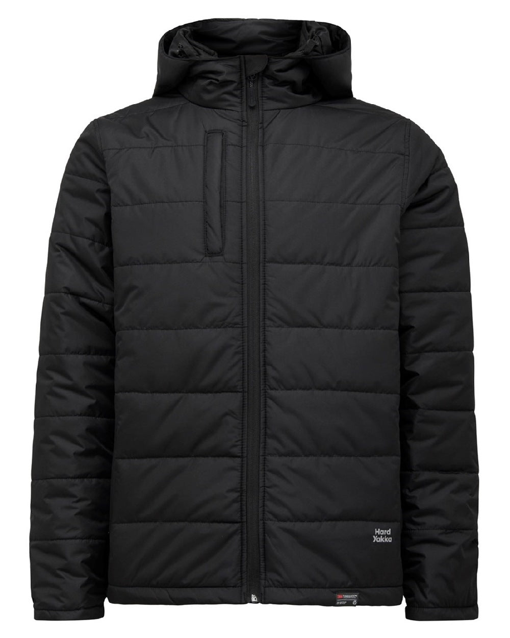 Black Coloured Hard Yakka Mens Puffa 2.0 Insulated Jacket on White Background
